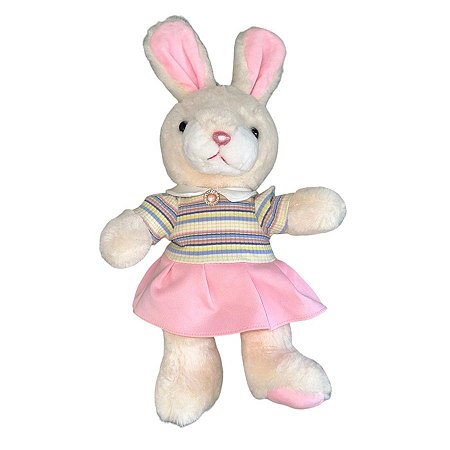 Coelha de Pelúcia Camisa Listrada Colorida - 37cm - 1 unidade - Rizzo