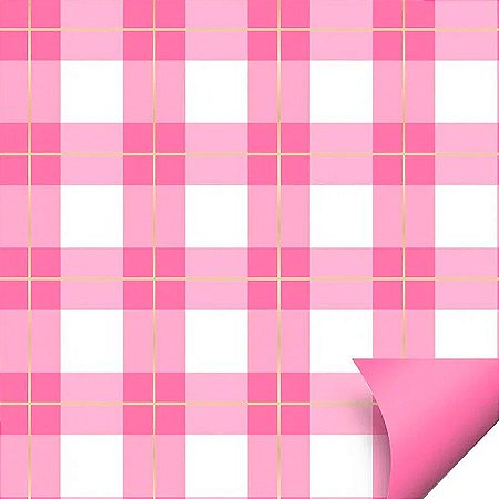 Folha para Ovos de Páscoa Double Face Quadriculado Rosa 69x89cm - 25 unidades - Cromus - Rizzo