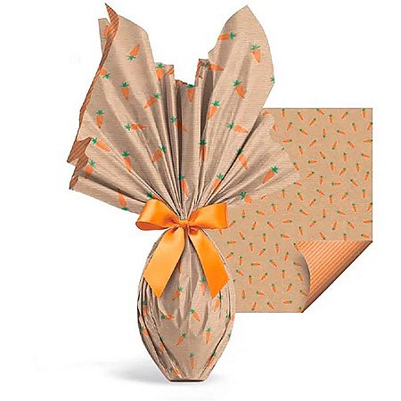 Folha para Ovos de Páscoa Papel Kraft Cenourinha - 69x89cm - 25 unidades - Cromus - Rizzo