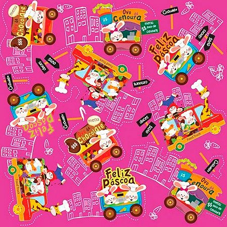 Folha para Ovos de Páscoa Metalizado Food Truck Pink 69x89cm - 25 unidades - Cromus - Rizzo