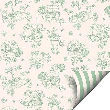 Folha para Ovos de Páscoa Double Face Clássico Francês Verde 69x89cm - 25 unidades - Cromus - Rizzo