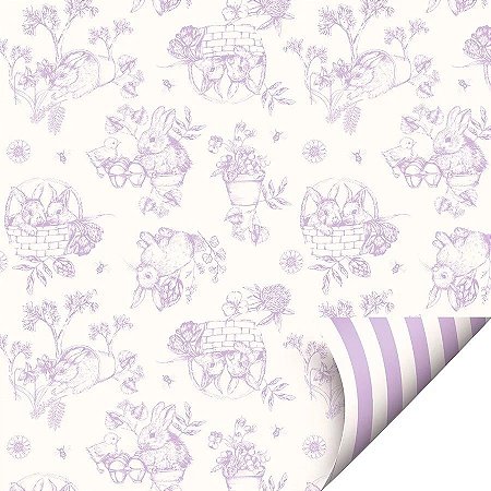 Folha para Ovos de Páscoa Double Face Clássico Francês Lilás 69x89cm - 25 unidades - Cromus - Rizzo