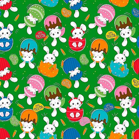 Folha para Ovos de Páscoa Metalizado Surpresa Páscoa Verde - 69x89cm - 25 unidades - Cromus - Rizzo