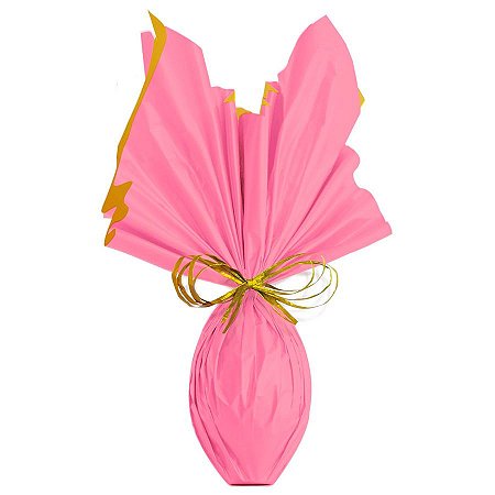 Folha para Ovos de Páscoa Double Face Acetinado Rosa Ouro 69x89cm - 25 unidades - Cromus - Rizzo