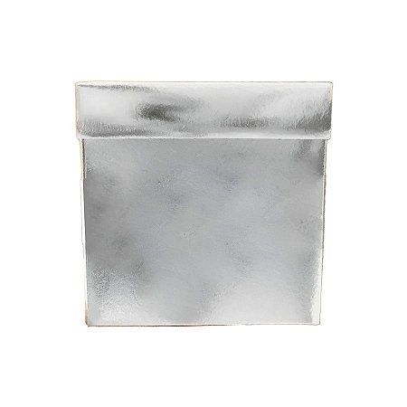 Caixa Cubo Para Presente Metalizada com Textura Prata 12x12x12cm   - 10 unidades - ASSK - Rizzo