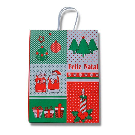 Sacola de Papel 17,5x8,5x21,5cm - Feliz Natal - Ref:4167 - 10 unidades - WMA - Rizzo