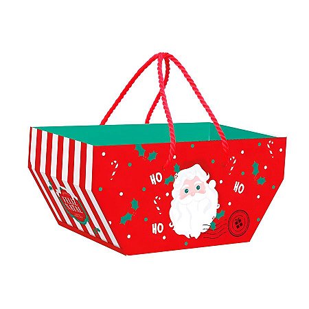 Cesta de Cartão Com Alça de Natal - Polo Norte - 25x15cm - 1 unidade - Cromus - Rizzo