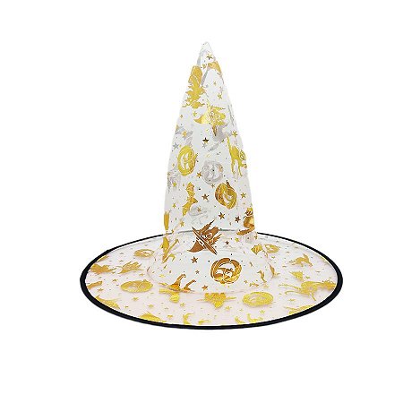 Chapéu de Bruxa Transparente - Branco - 1 unidade - Rizzo