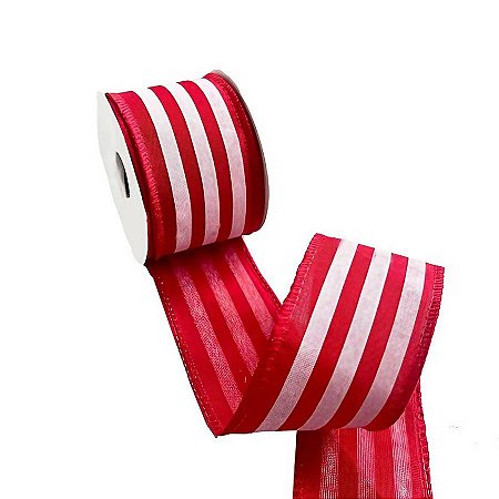 Fita Decorativa Listras - Vermelho/Branco - 914cm - 1 unidade - Rizzo