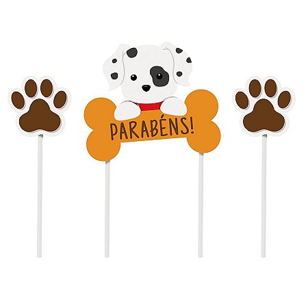 Kit Topo de Bolo - Cachorrinhos - 1 unidade - Cromus - Rizzo