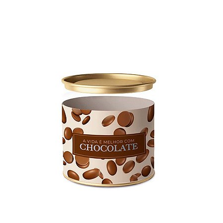 Lata para Doces Rígida - A Vida é Melhor com Chocolate - 1 unidade - Cromus - Rizzo
