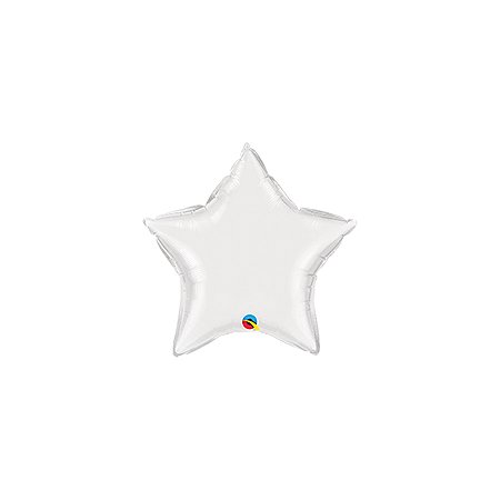 Balão de Festa Microfoil 4" 10cm - Estrela Branco Metalizado - 1 unidade - Qualatex Outlet - Rizzo