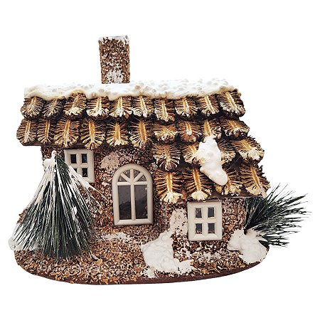 Casinha Decorativa de Natal - Pinheiros - 26x19cm - 1 unidade - Rizzo