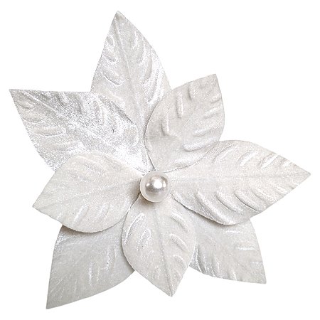 Poinsétia Decorativa - Veludo Off White - 20cm - 1 unidade - Rizzo