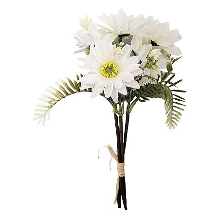 Galho de Flor Decorativa - Margaridas Brancas - 27cm - 1 unidade - Rizzo