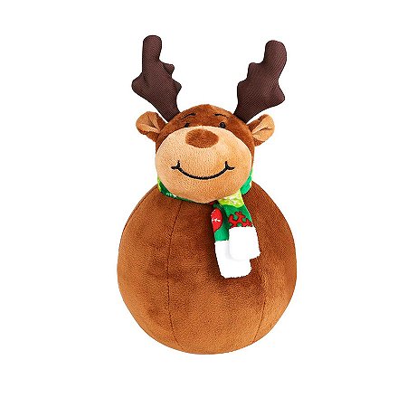 Rena de Pelúcia Redonda com Cachecol - 25cm - 1 unidade - Rizzo