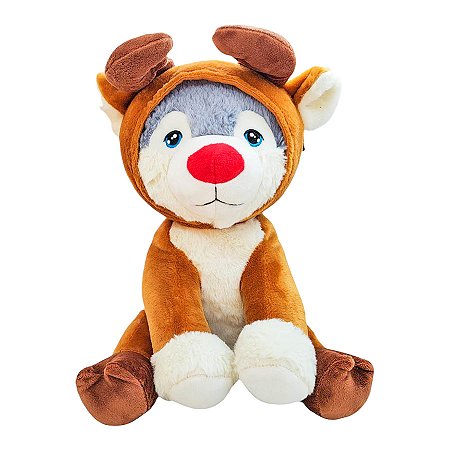 Rena de Touca de Pelúcia - 34cm - 1 unidade - Rizzo