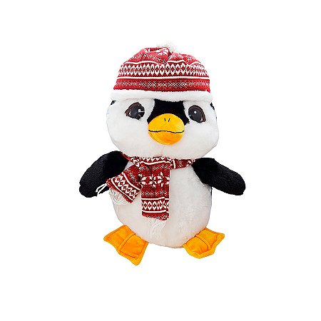 Pinguim de Pelúcia com Roupa Inverno - 34cm - 1 unidade - Rizzo