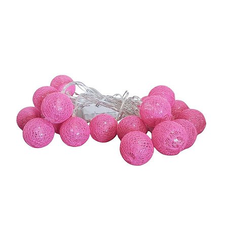 Luminária Cordão de Luz Com Bolinhas - 20 Leds - 3,5cmx3m - Rosa Pink - 1 unidade - Rizzo