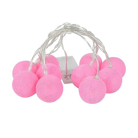 Luminária Cordão de Luz Led Bolinhas - 10 Leds - 6cmx2m - Rosa - 1 unidade - Rizzo
