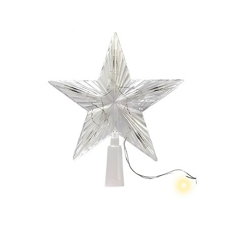 Estrela De Led Luz Amarela - Com Fio Incolor - 22cm - 1 unidade - Rizzo - Rizzo
