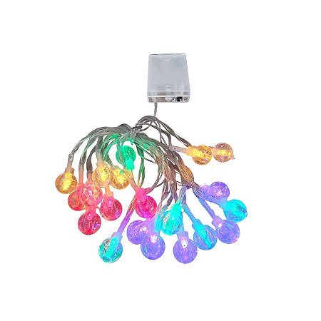 Cordão De Led Luz Colorida Com Fio Incolor - Bola 20 Leds - 3m - 1 unidade - Rizzo - Rizzo