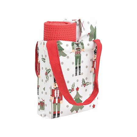 Pano de Copa com Bolsa de Natal - Soldado de Chumbo - 40x70cm - 3 unidades - Cromus - Rizzo