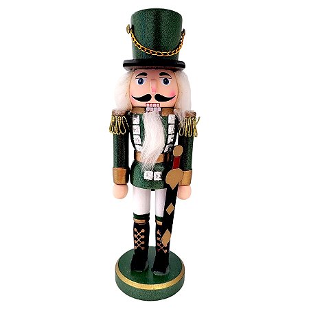 Boneco Soldado Quebra Nozes de Madeira Com Espada - 25cm - Verde - 1 unidade - Rizzo