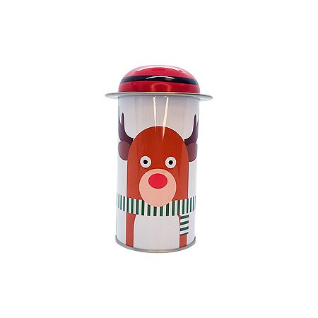 Lata de Metal de Natal - Rena com Cachecol - 11cm - 1 unidade - Rizzo