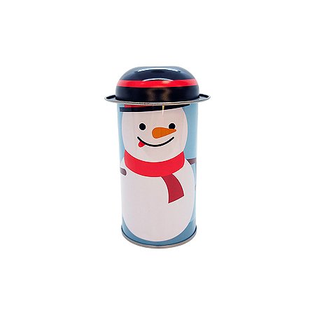 Lata de Metal de Natal - Boneco de Neve - Azul - 11cm - 1 unidade - Rizzo