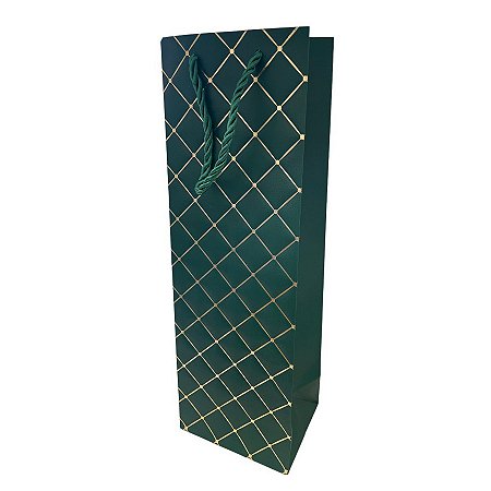 Sacola de Papel para Bebida Almofadada - Verde - 36x12x9cm - 1 unidade - Rizzo