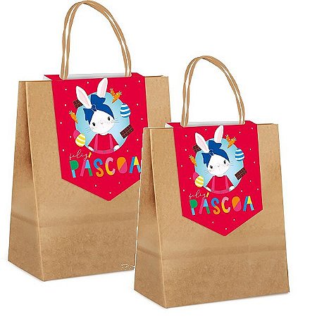 Sacola com Fechamento Brilho Páscoa Vermelho - 10 unidades - Cromus Páscoa - Rizzo