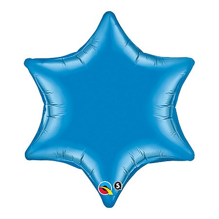 Balão de Festa Microfoil 22" 55cm - Estrela de 6 Pontas Azul Safira - 1 unidade - Qualatex Outlet - Rizzo
