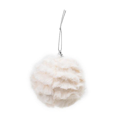 Bola de Natal - Pelúcia Branca - 8cm - 6 unidades - Cromus - Rizzo