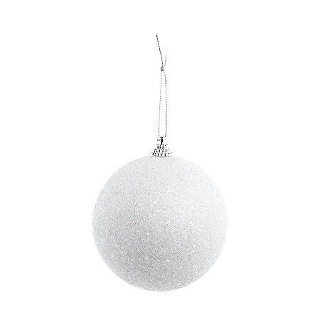 Bola de Natal - Glitter Branco - 10cm - 4 unidades - Cromus - Rizzo