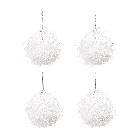 Bola de Natal Paetê - Branco - 10cm  - 4 unidades - Cromus - Rizzo