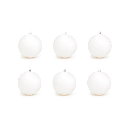 Bola de Natal Decorada - Branco - 8cm - 6 unidades - Cromus - Rizzo