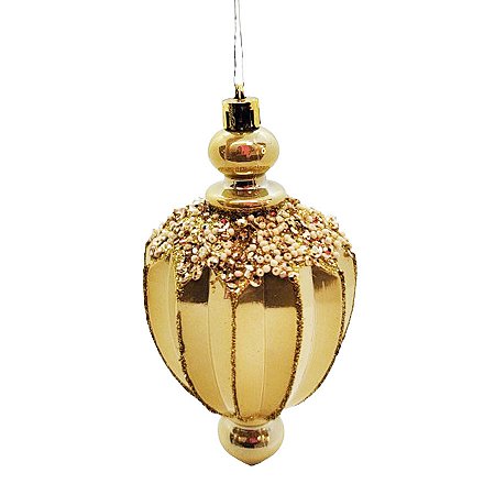 Enfeite de Pendurar de Natal - Pendente Dourado - 12,5x6cm - 2 unidades - Rizzo