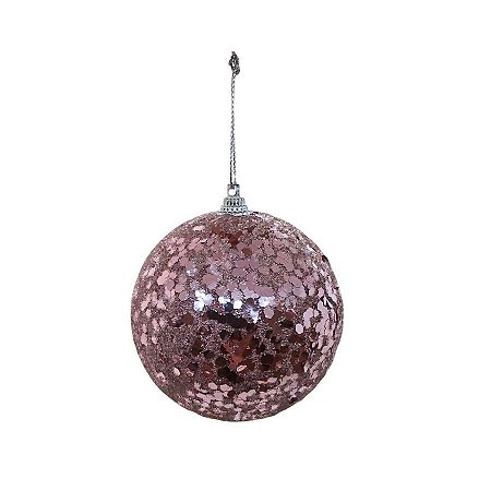 Bola de Natal - Paetê Rose - 8 cm - 6 unidades - Cromus - Rizzo
