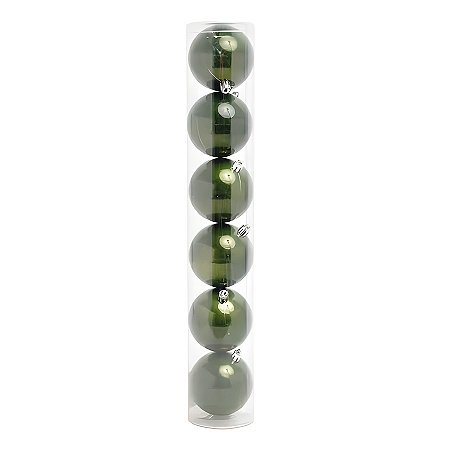 Bolas de Natal em Tubo - Verde - 10cm - 6 unidades - Cromus - Rizzo