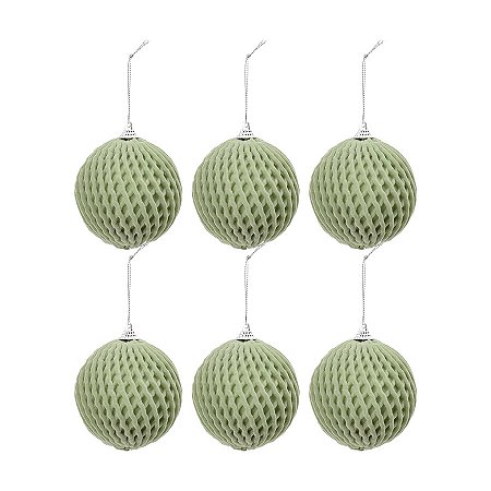 Bolas de Natal Paete - Verde Claro - 8cm - 6 unidades - Cromus - Rizzo