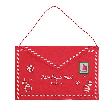 Envelope em Feltro de Natal - Vermelho - 25x16cm - 1 unidade - Cromus - Rizzo