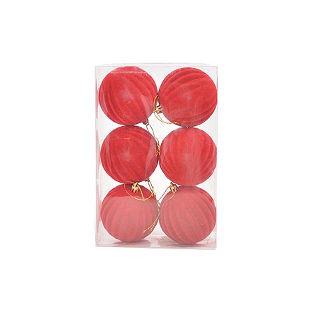 Bola de Natal de Veludo - Vermelho - 8cm  - 6 unidades - Cromus - Rizzo