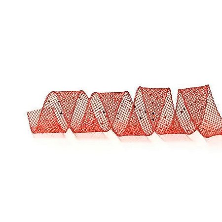 Fita Aramada Tela - Vermelho - 3,8cm x 9,14m  - 1 unidade - Cromus - Rizzo