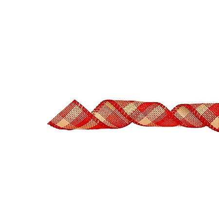 Fita Aramada Xadrez - Bege/Vermelho - 3,8cmx9,14m - 1 unidade - Cromus - Rizzo