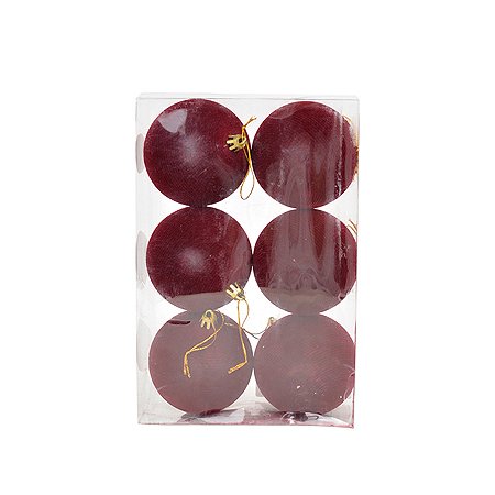 Bola de Natal de Veludo - Vinho - 8cm  - 6 unidades - Cromus - Rizzo