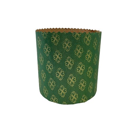 Forma Panetone 100g - Verde Decorada com Trevos  - 10 unidades - Ultrafest - Rizzo