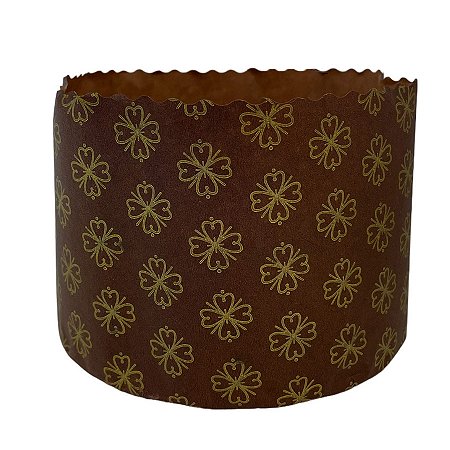 Forma Panetone 500g - Marrom Decorada com Trevos - 10 unidades - Ultrafest - Rizzo