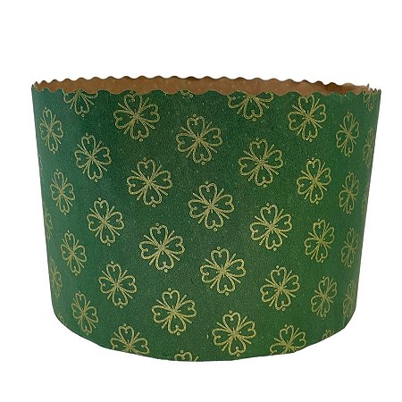 Forma Panetone 500g - Verde Decorada com Trevos - 10 unidades - Ultrafest - Rizzo