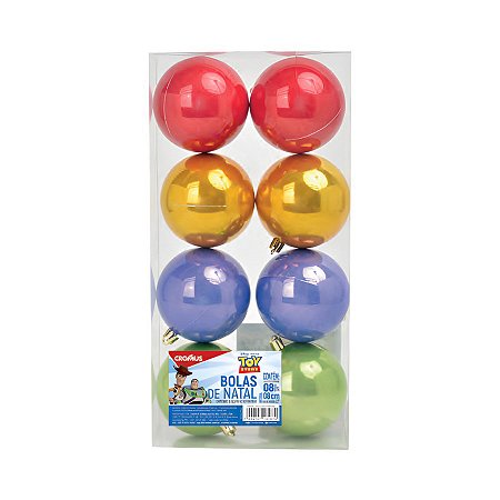 Bola de Natal Lisa Perolada - Toy Story Colorido - 8cm - Disney Original - 8 unidades - Cromus - Rizzo